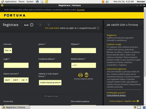 fortuna bet  sign-up page