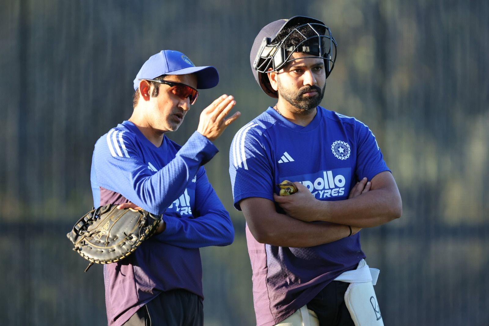 SOME VITAL TIPS? India coach Gautam Gambhir in serious discusion with Rohit Sharma. @BCCI/X SOME VITAL TIPS? India coach Gautam Gambhir in serious discusion with Rohit Sharma. @BCCI/X