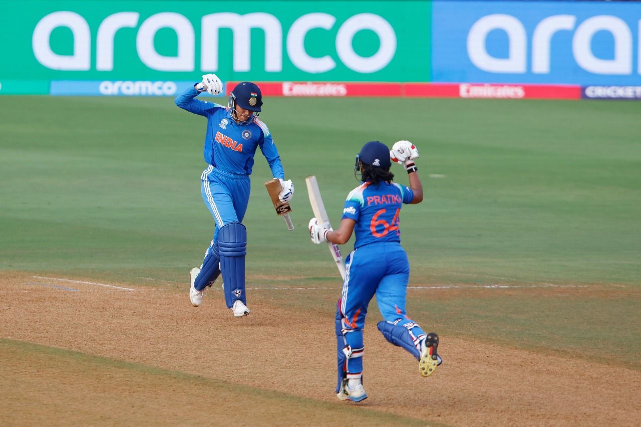 Mandhana, Rawal Hundreds Fire India Into Women’s World Cup Semifinals. @ICC/X