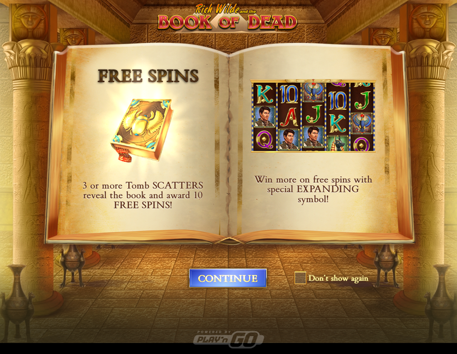 Tragamonedas Book of Dead Pantalla de inicio de Book of Dead