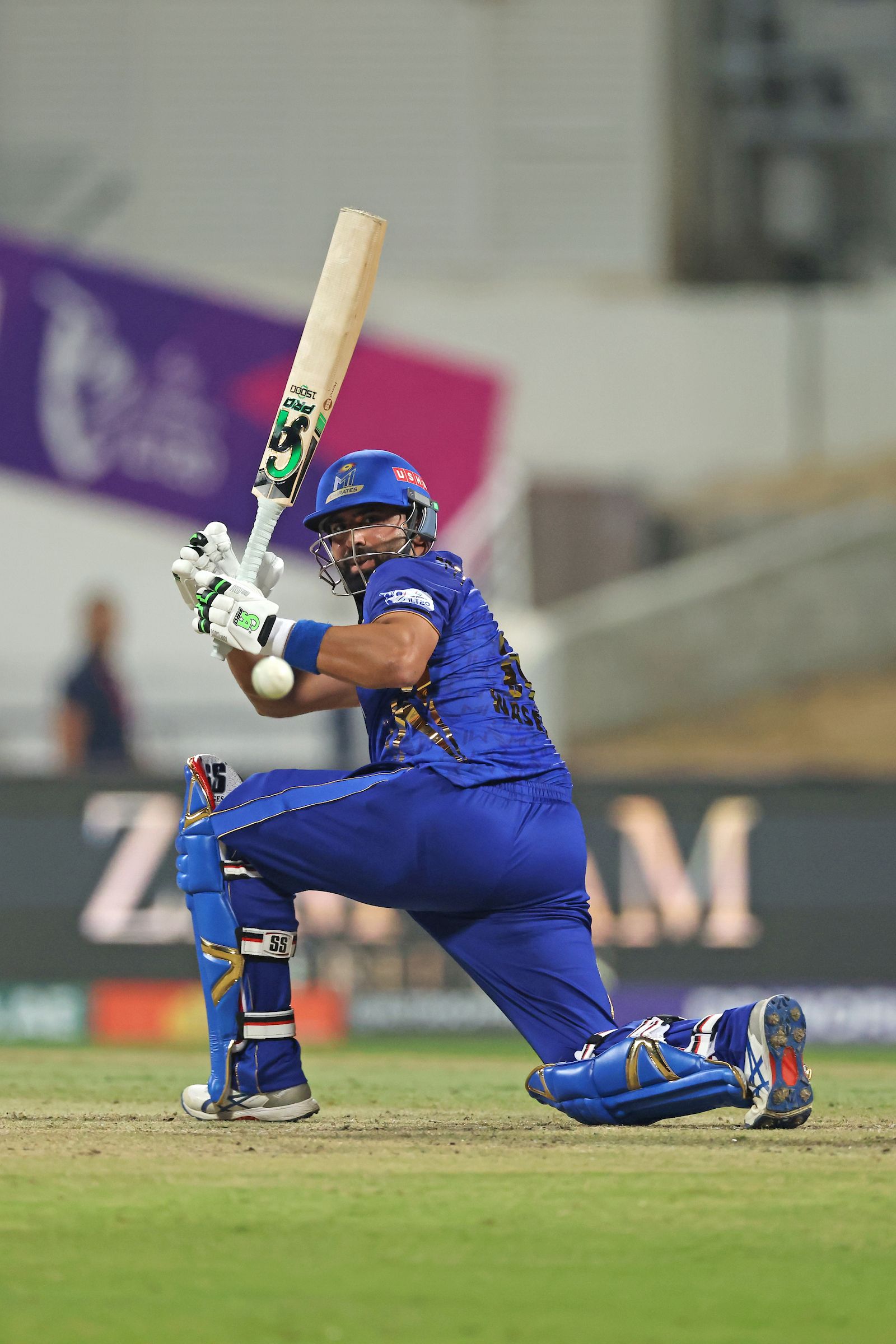 Muhammad Waseem of MI Emirates in action.@ILT20