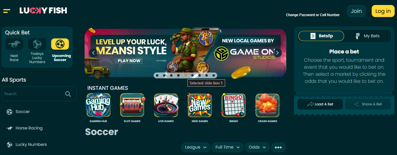 Luckyfish South Africa Login