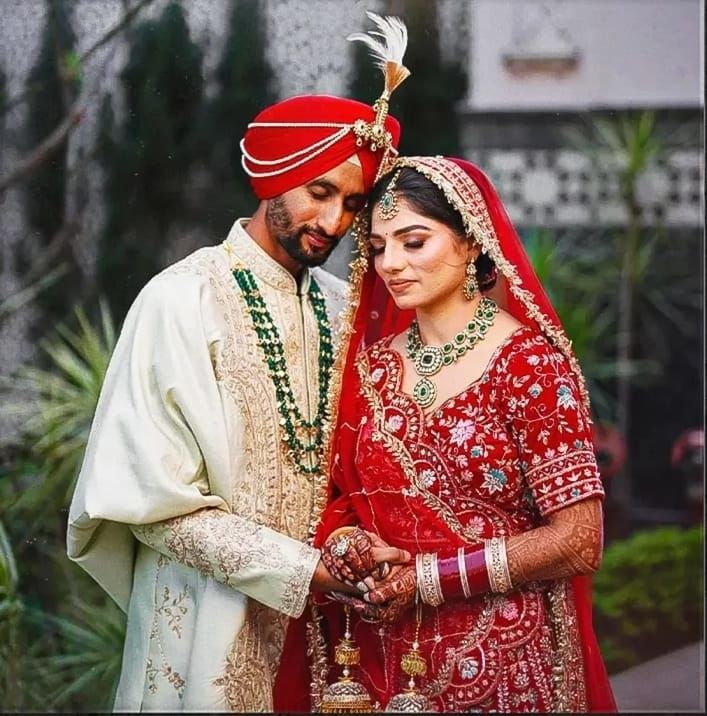 File photo of Mandeep Singh and Udita during their wedding. @Hockey India