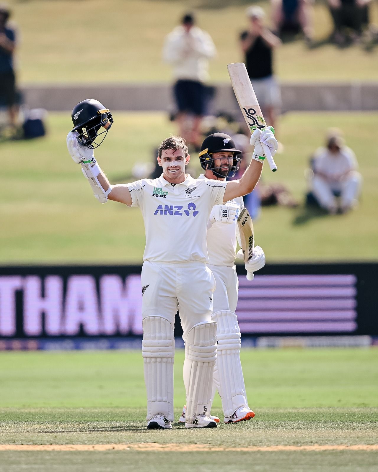 Devon Conway celebrates his ton. @BLACKCAPS/X Devon Conway celebrates his ton. @BLACKCAPS/X