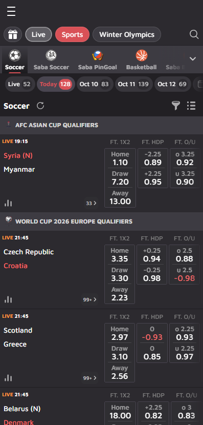 12bet mobile site interface