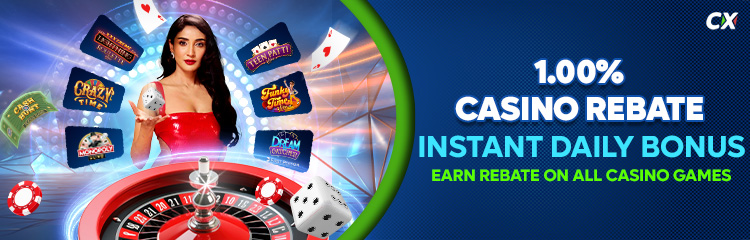 Crickex Daily 1.00% Instant Rebate on Casino