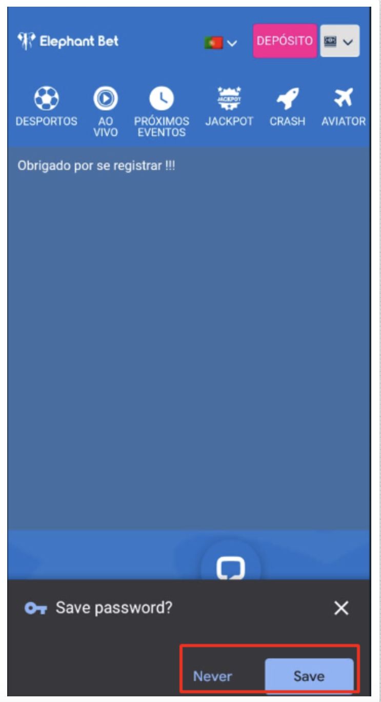  Primeira página após o primeiro login na aplicação da Elephant Bet Moçambique