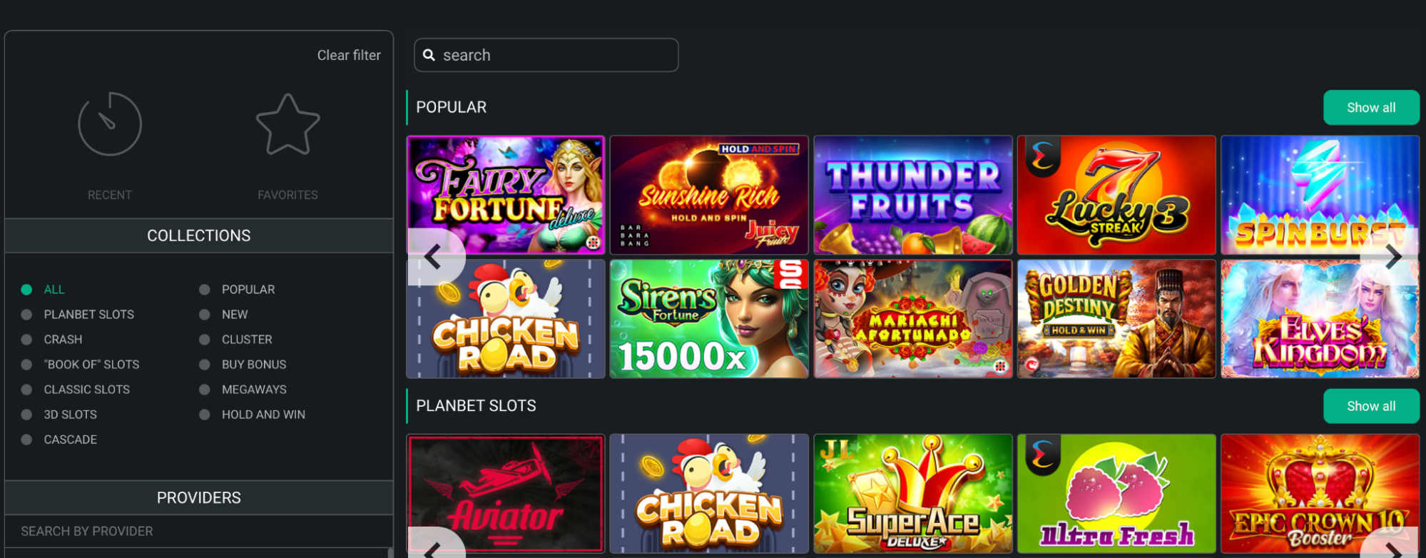 Planbet Casino Collection