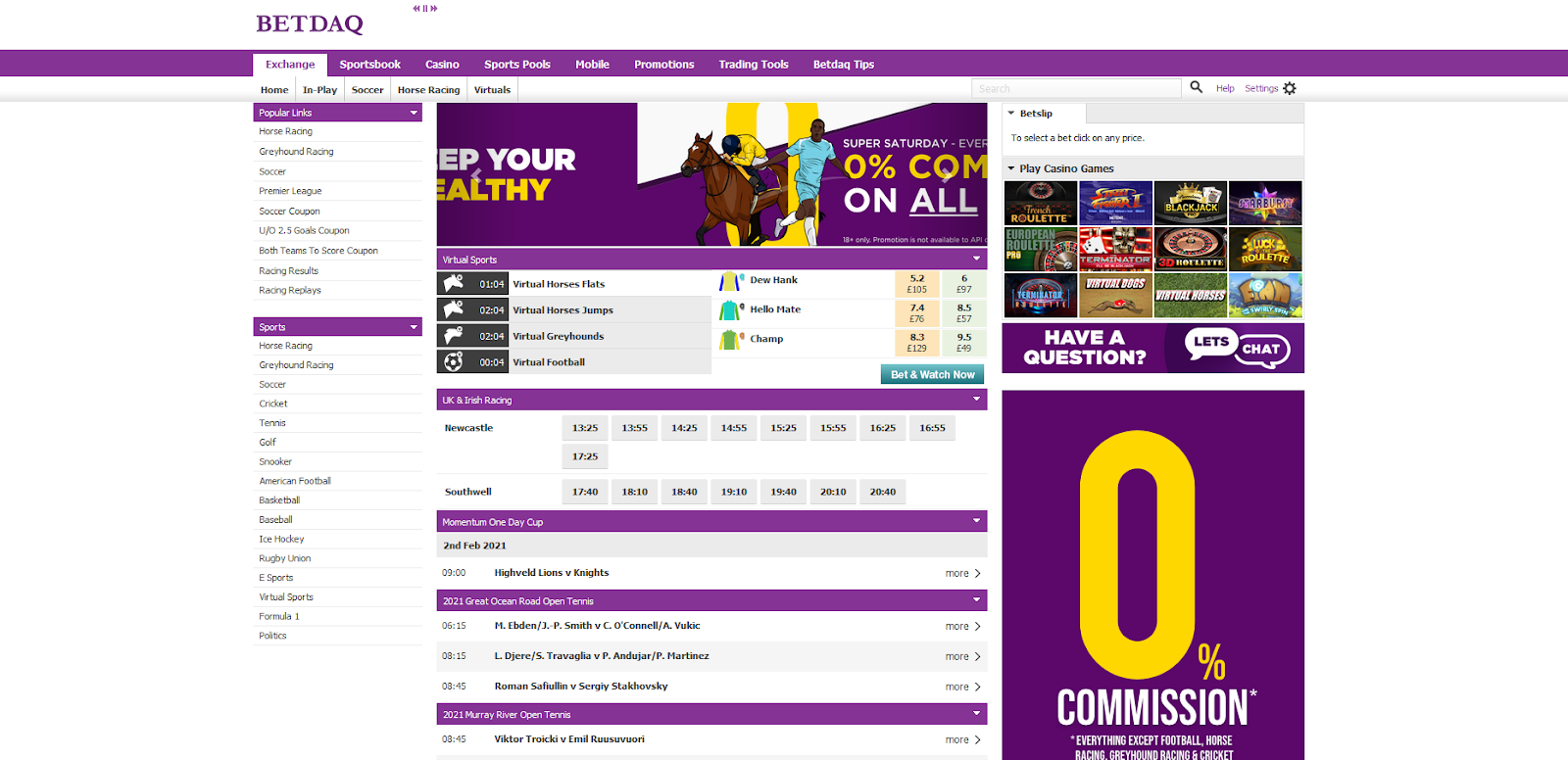 An image of Betdaq lines and betting markets