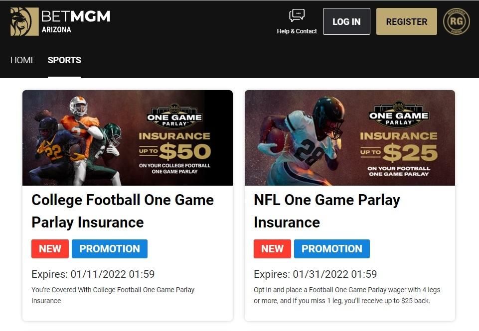 American football promotions on BetMGM's website