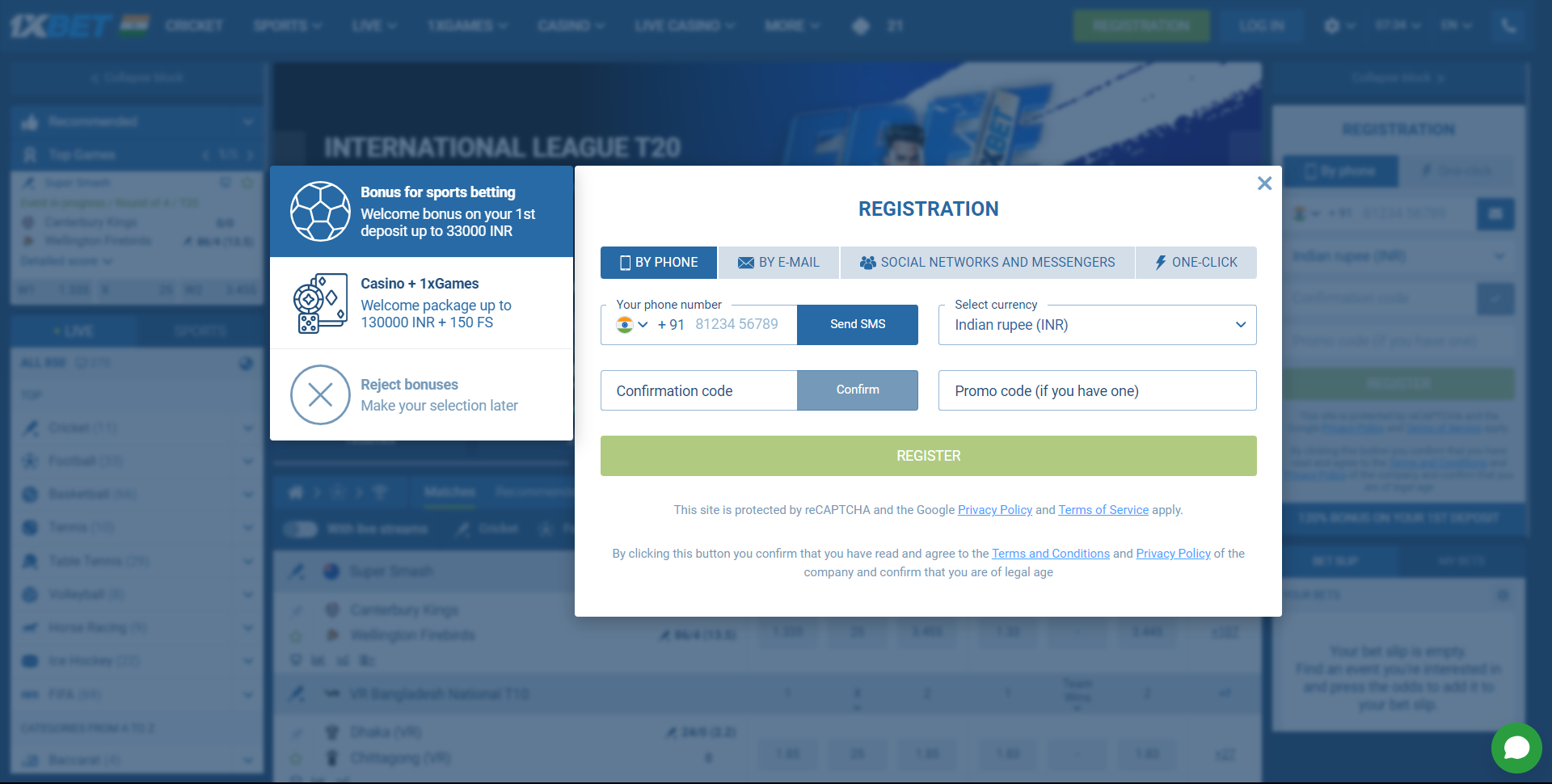 The 1xBet India Registration banner