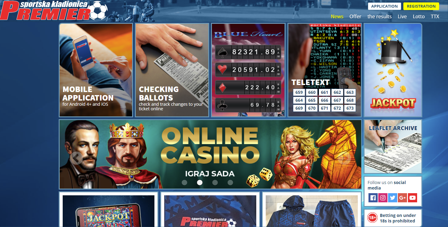 Premier Kladionica main page main page of Premier Kladionica