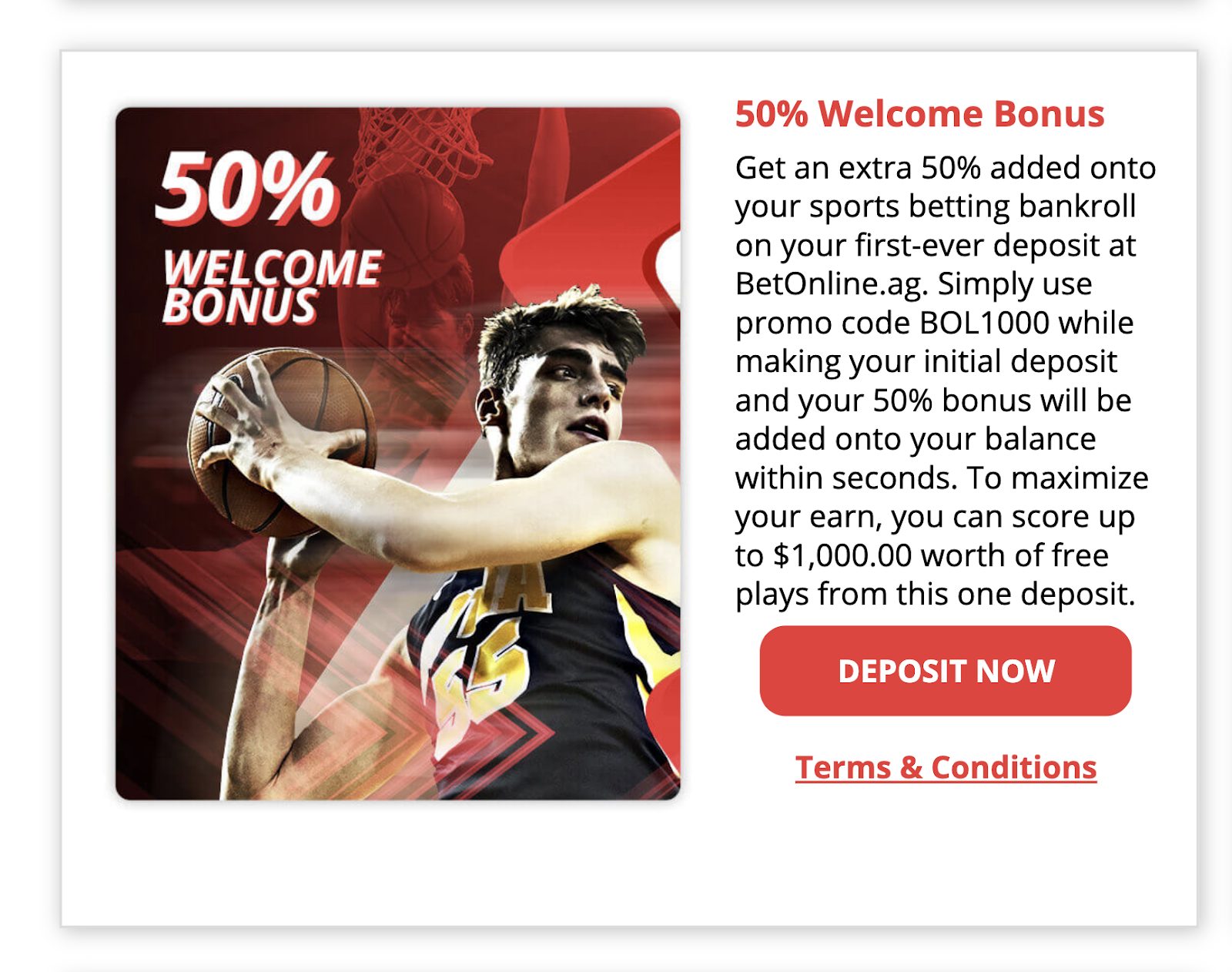 BetOnline Sportsbook Welcome Bonus Image of BetOnline’s Welcome Bonus