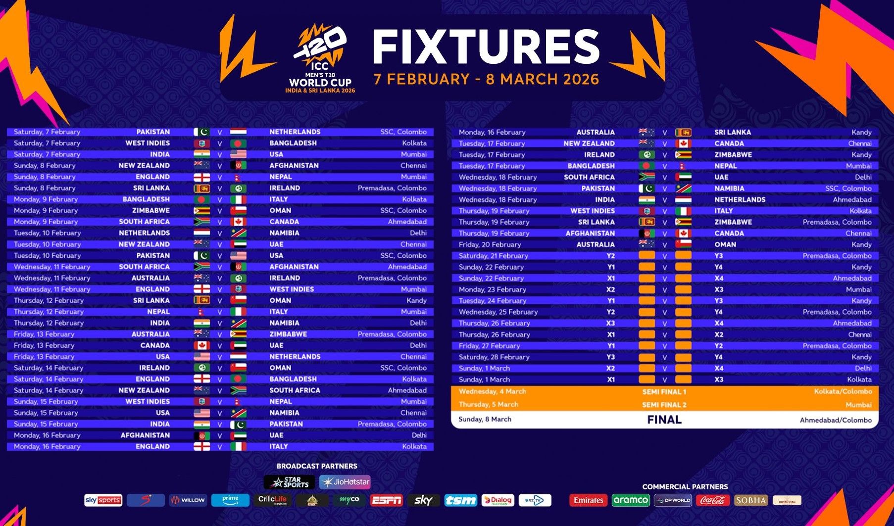 Full schedule. @ICC Full schedule: @ICC
