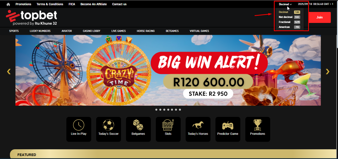 Topbet South Africa Odds