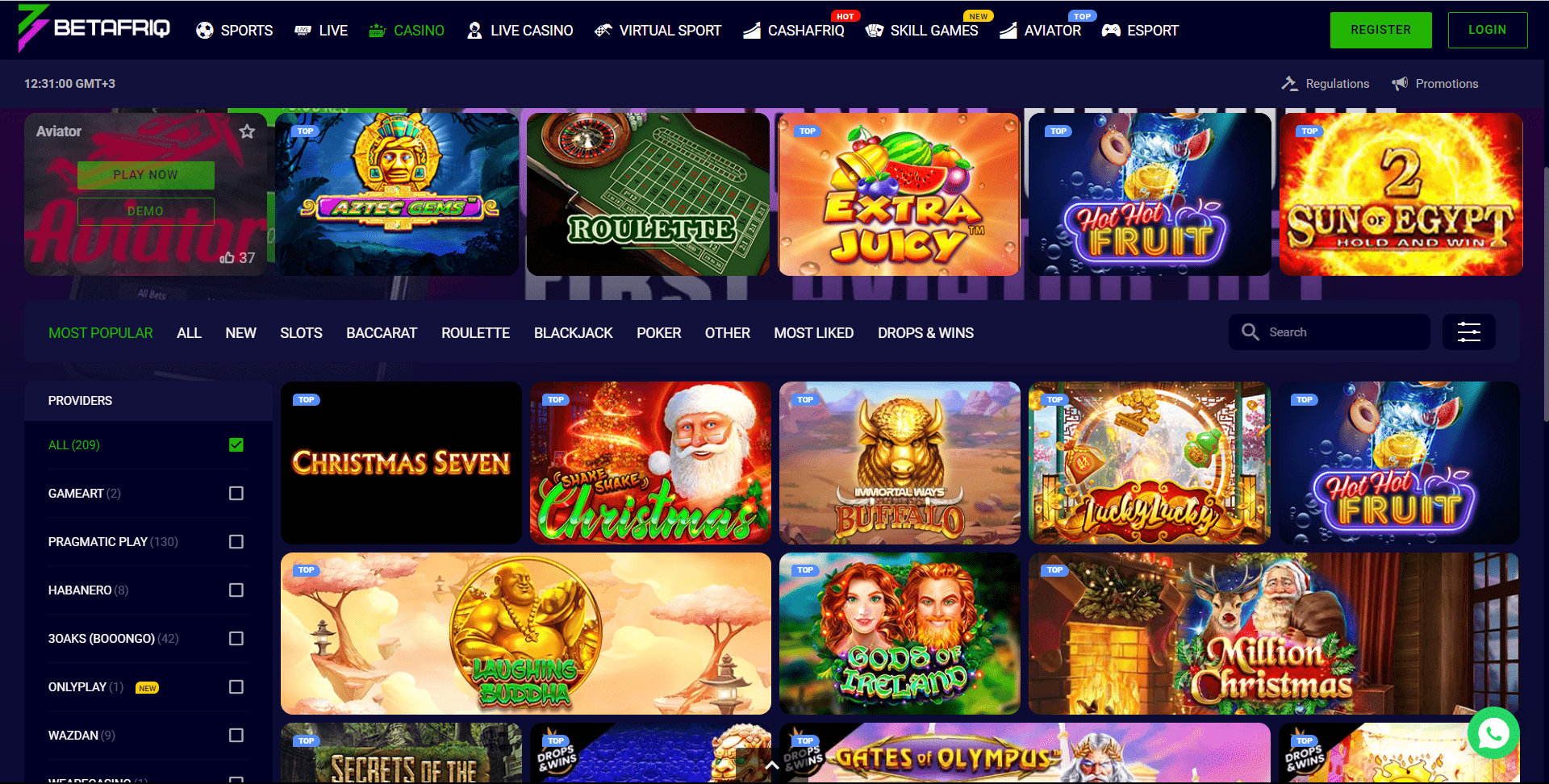 An image of the BetAfriq Casino games