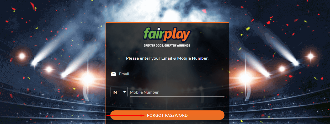 An image of the Fairplay sportsbook forget password form