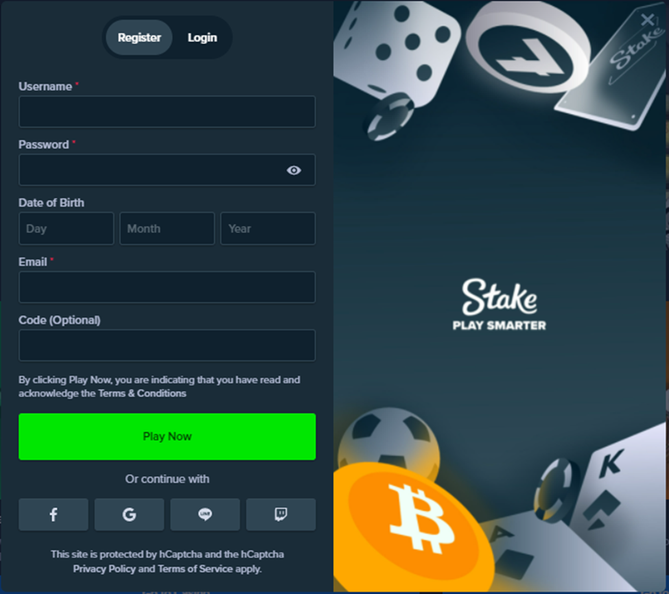 Main Page of Stake Registration