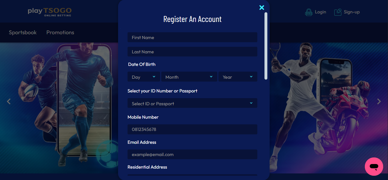 Playtsogo South Africa Registration