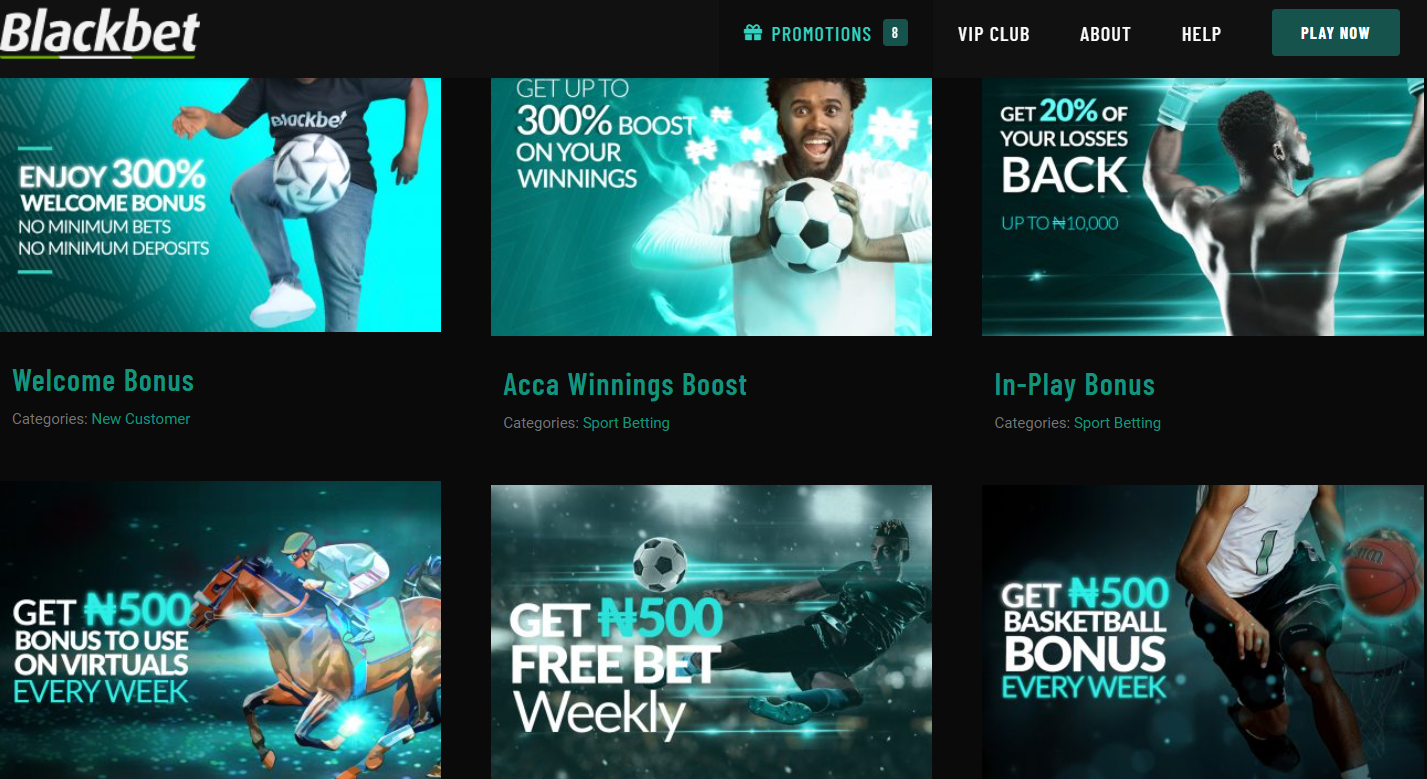 Blackbet all promotions page