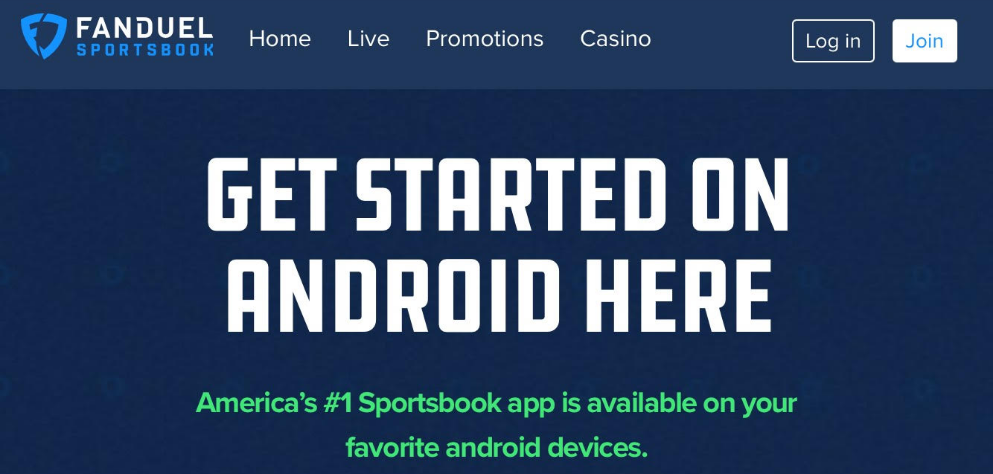 An image of the FanDuel sportsbook mobile app download page