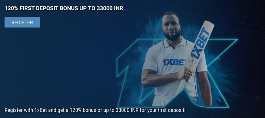 Image showing the welcome bonus of 1xBet India