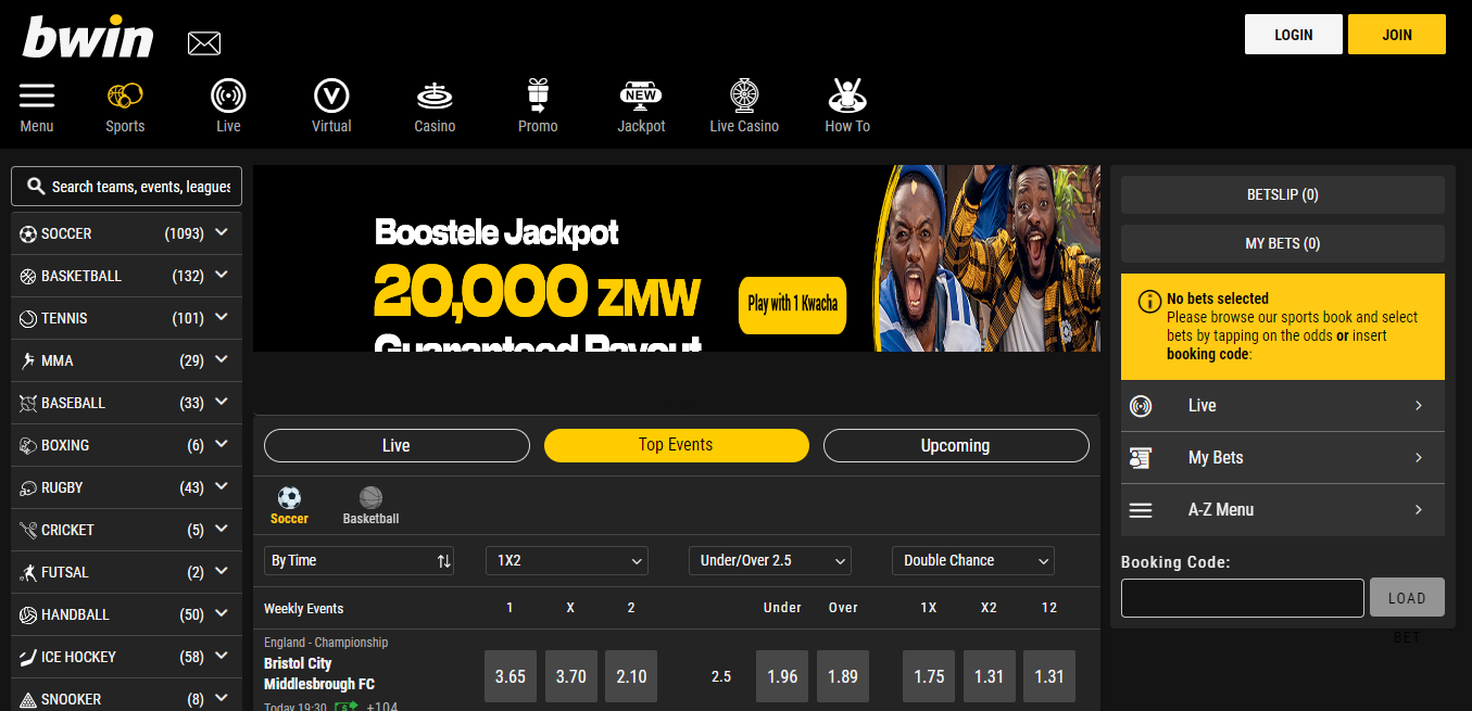Go to the Bwin Site