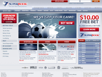 Website Homepage for Superbook Sportsbook