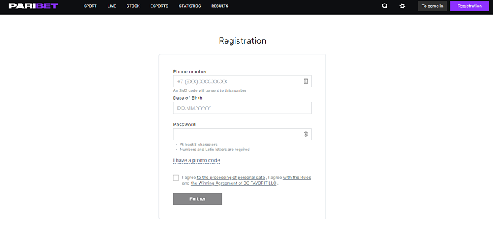 Paribet registration form