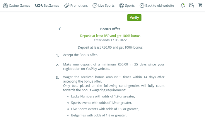 How to accept registration bonus
