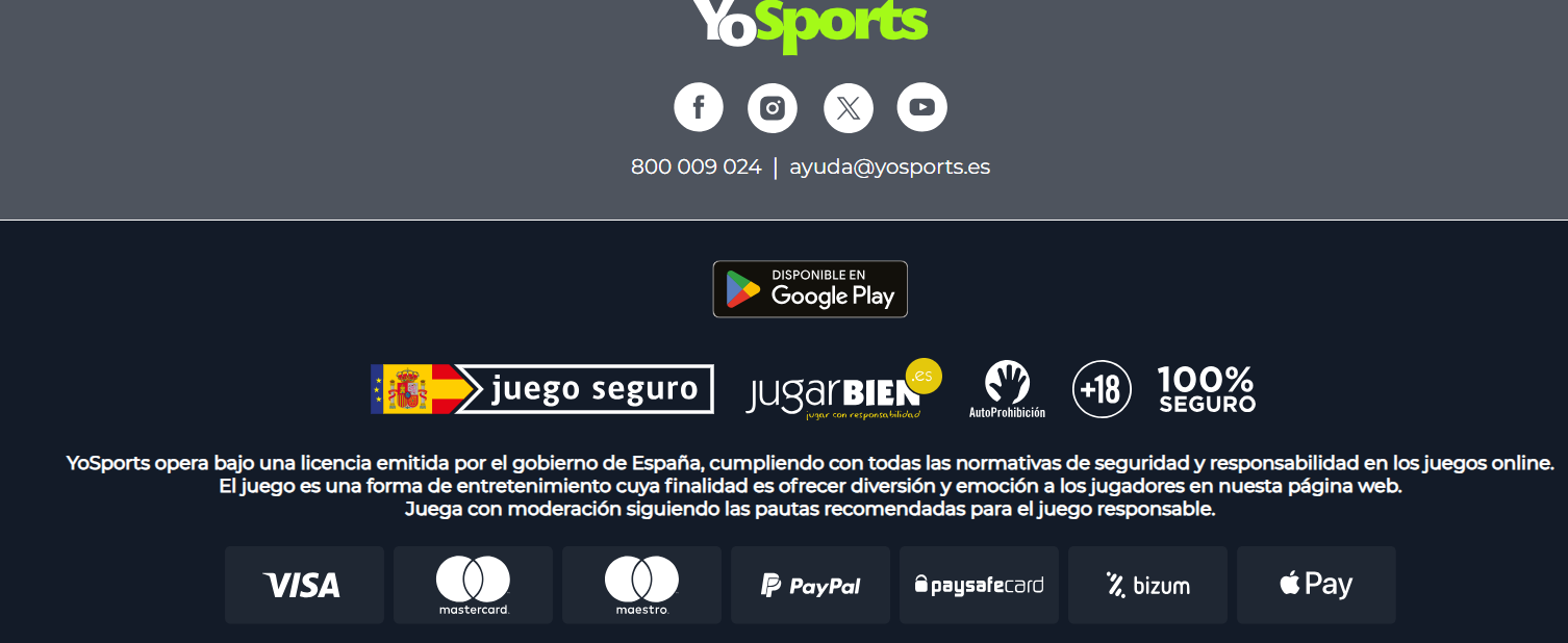 imagen de los Métodos de pago de YoSports España