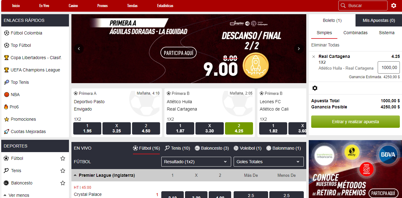 Sportium online Colombia.