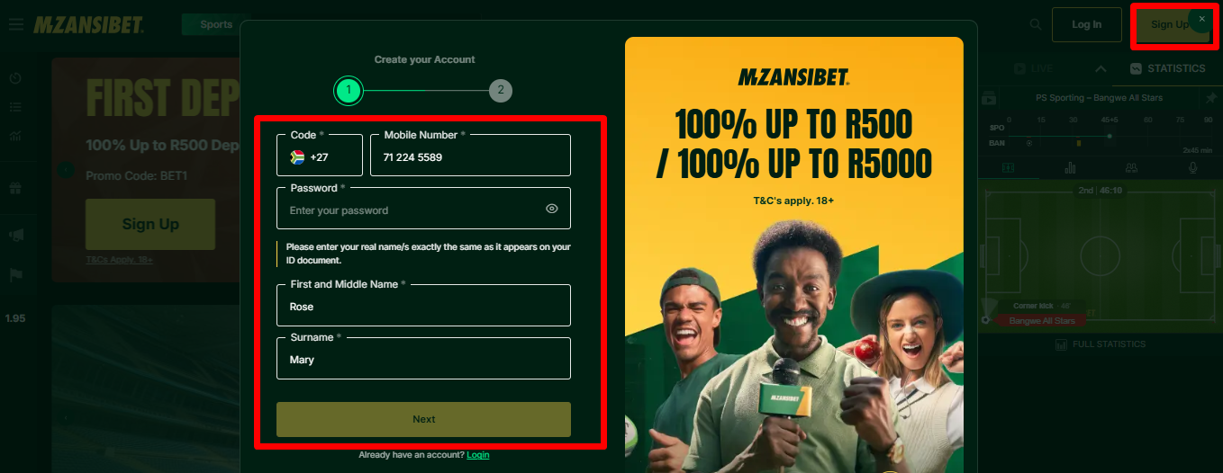 Mzansi Bet Login Registration Online