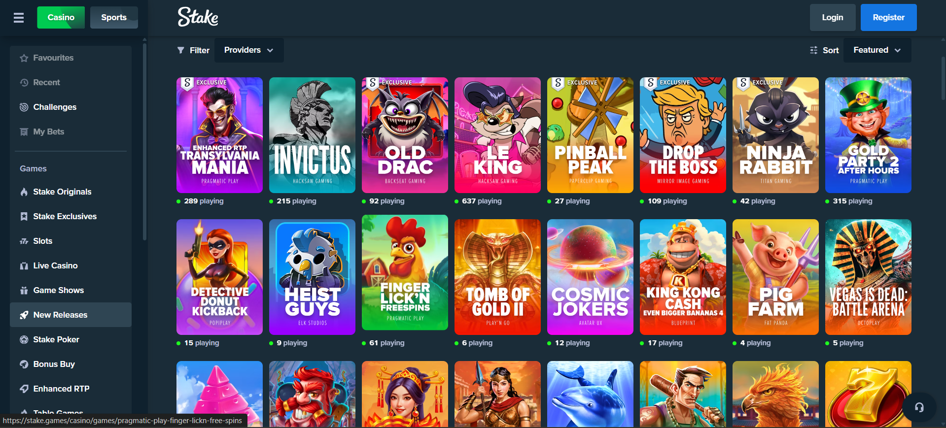 Full functionality of Stake