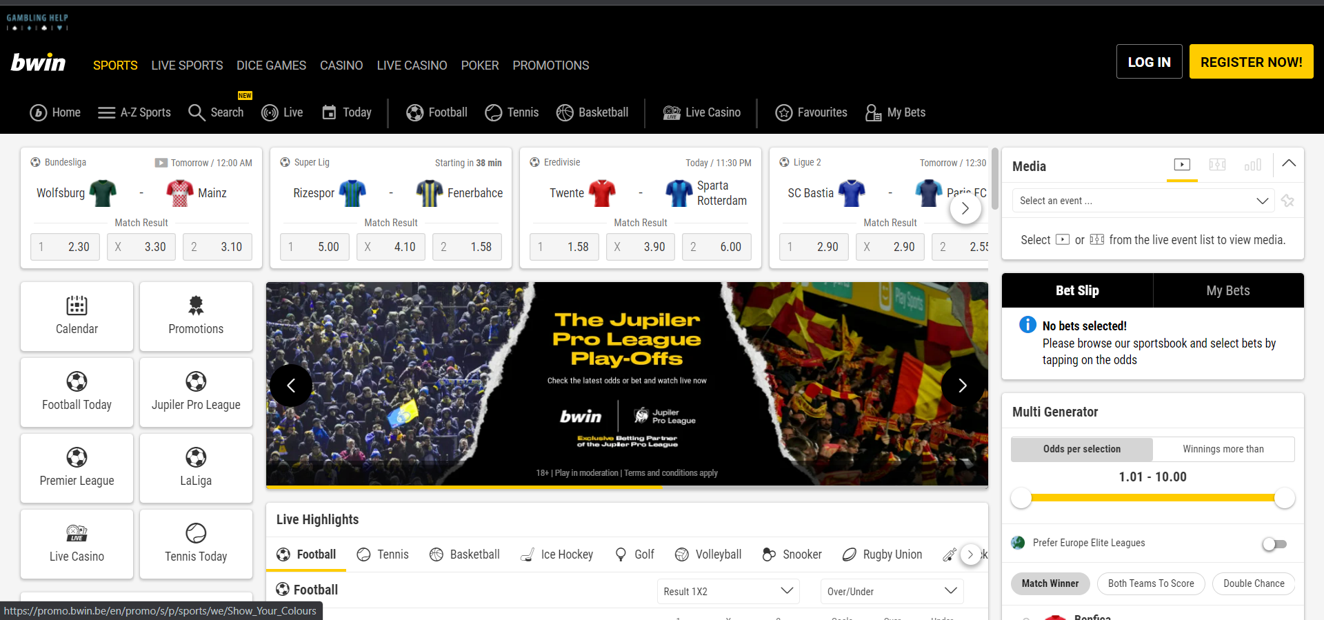 Details on Official website of Bwin