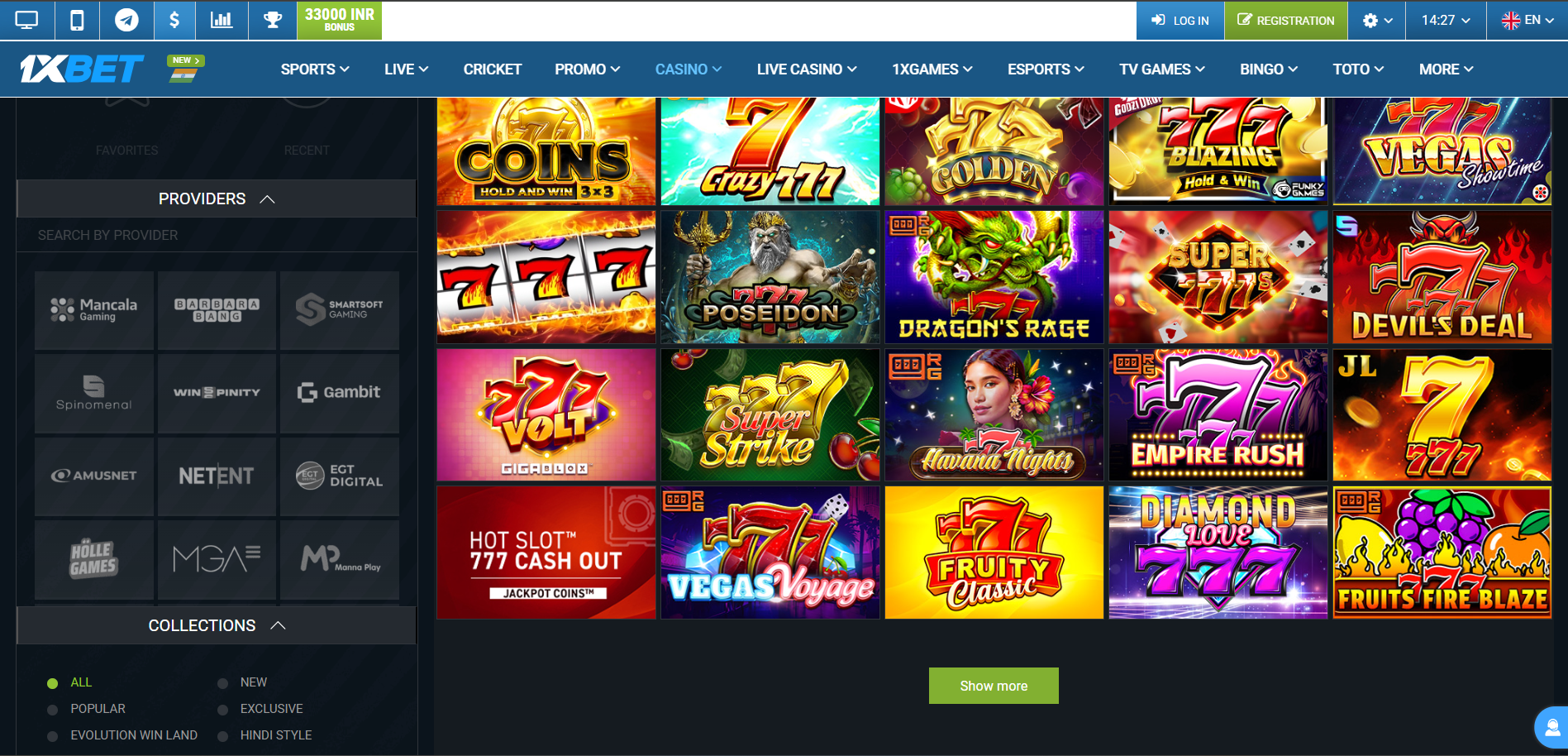 777 slot games on 1xBet