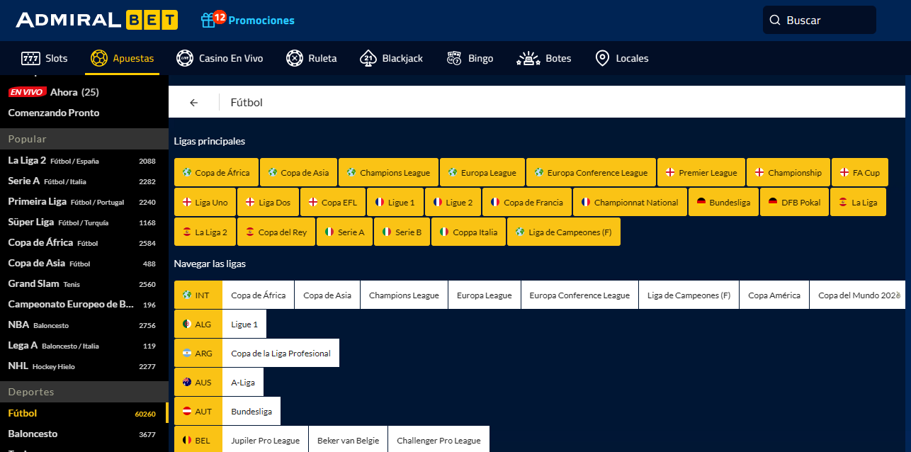 Torneos de fútbol en Admiralbet España