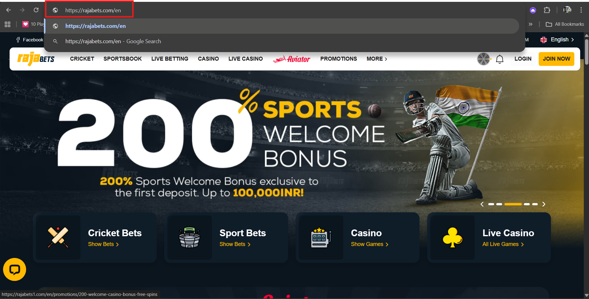 official link of Rajabets