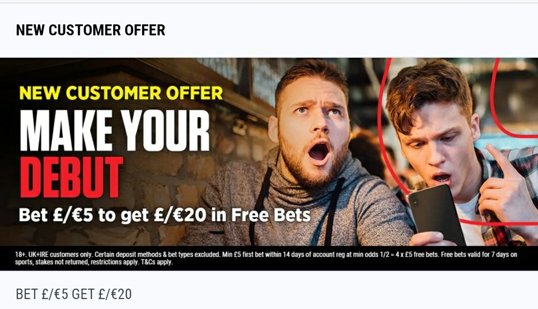 Get £20 in Free Bets