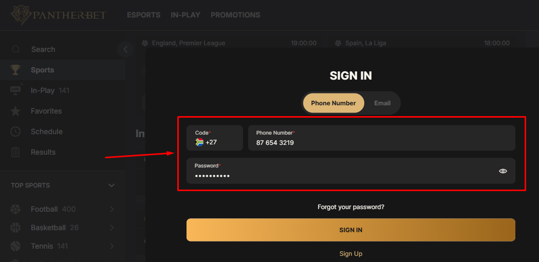 Enter Login Details
