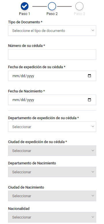 El formulario de registro de Yajuego