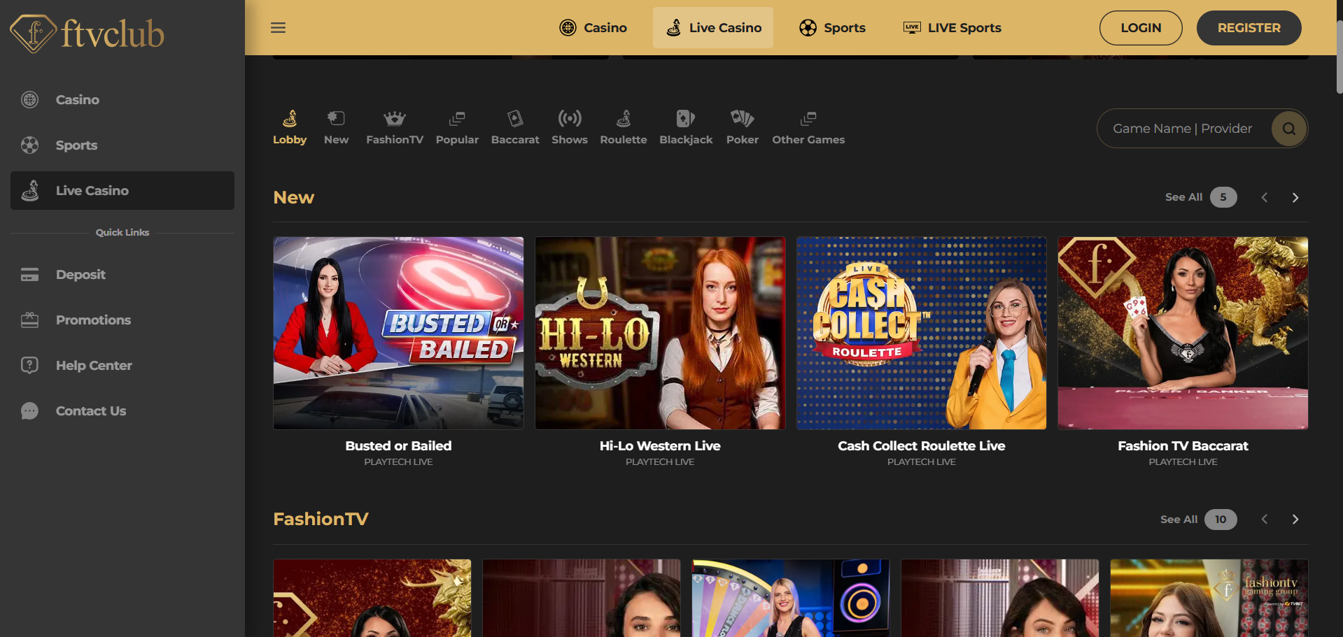 Live casino at casino FTVClub