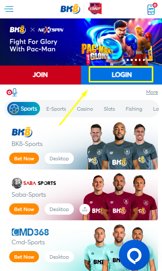 BK8 Login via Android App