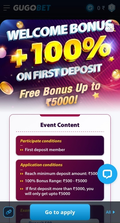 GugoBet Welcome Bonus