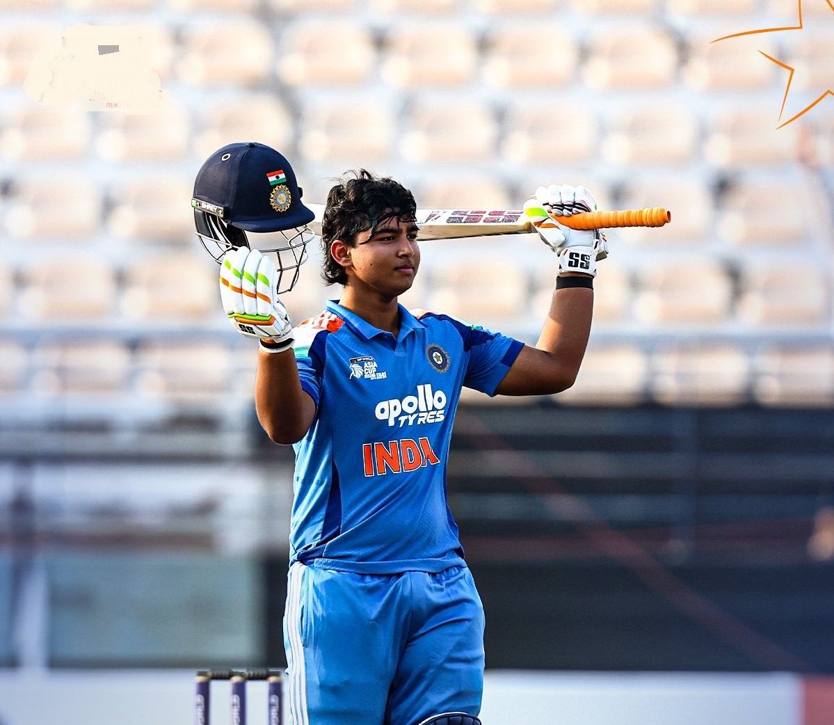 ALL READY A STAR: Vaibhav Suryavansh celebrates his sensational ton. @BCCI/X