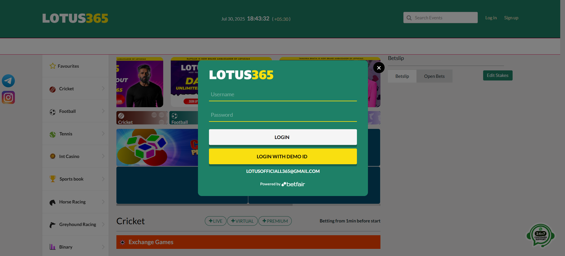 Login guide for Lotus365