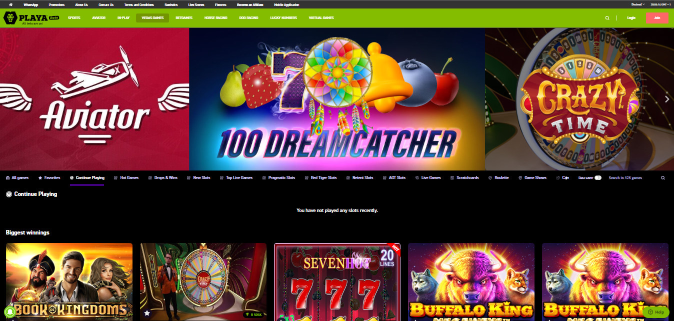 Image of  Playabets Casino App page