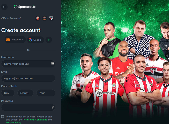 Sportsbet.io account opening
