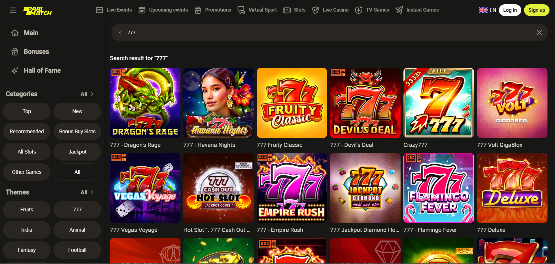 Parimatch slot 777 games