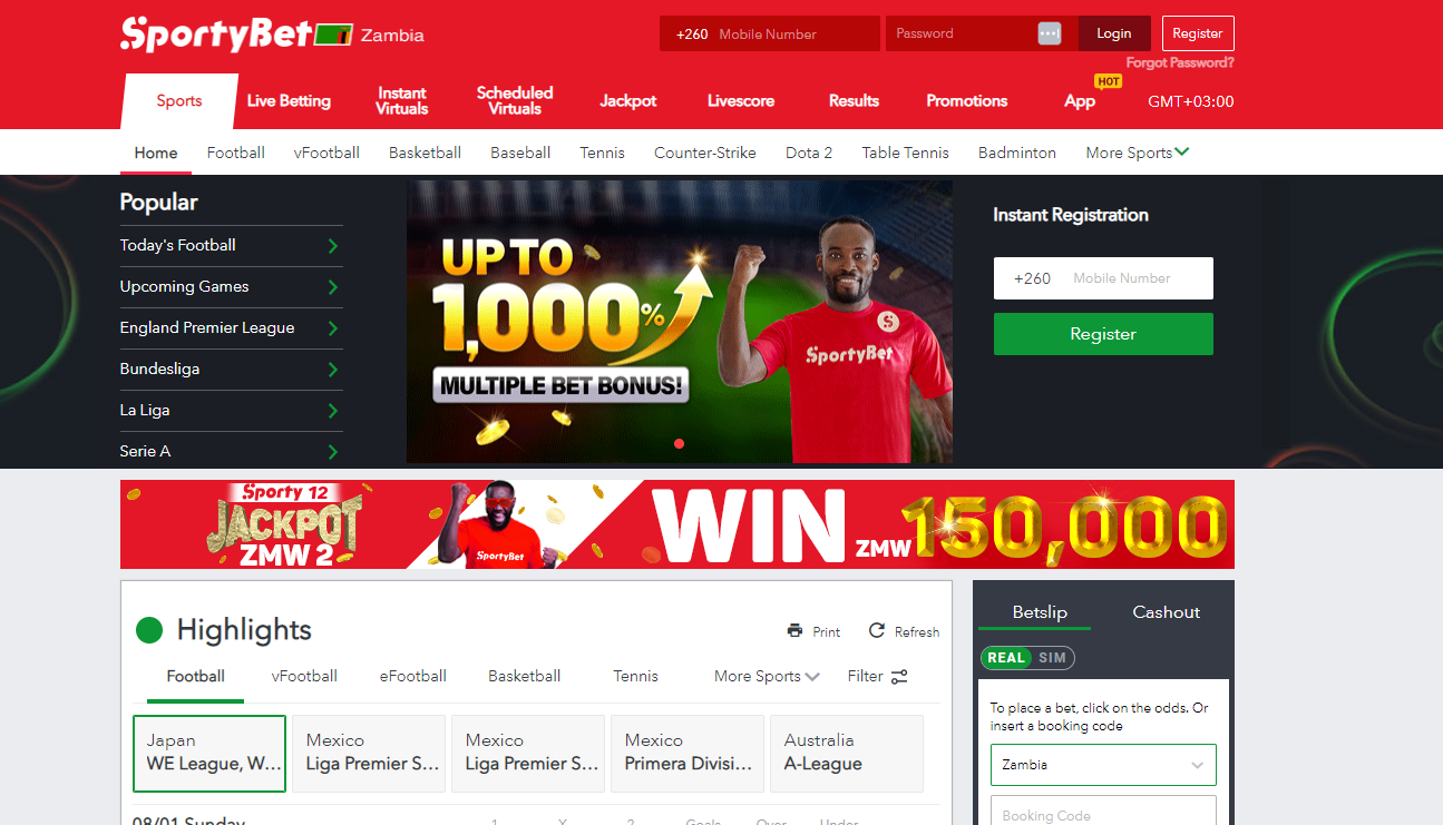 Visit the Sportybet account page Zambia